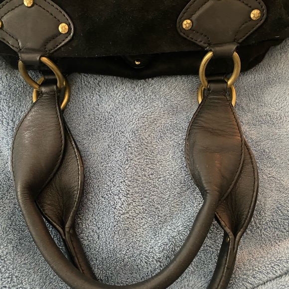 Sigrid Olsen black suede satchel. Good condition clean inside. 14” x 9” 8” drop. - Picture 2 of 8